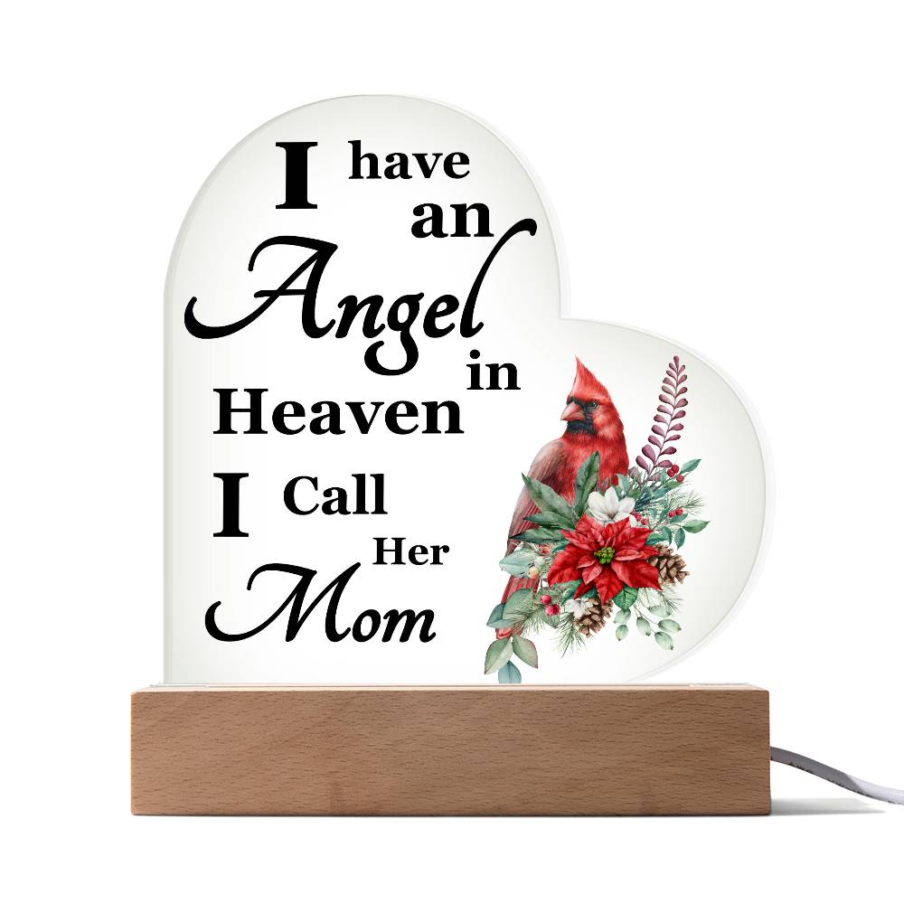 Memorial |  Red Cardinal Memorial Heart Acrylic Plaque – Condolence Tribute for Mom,  Cherished Memories