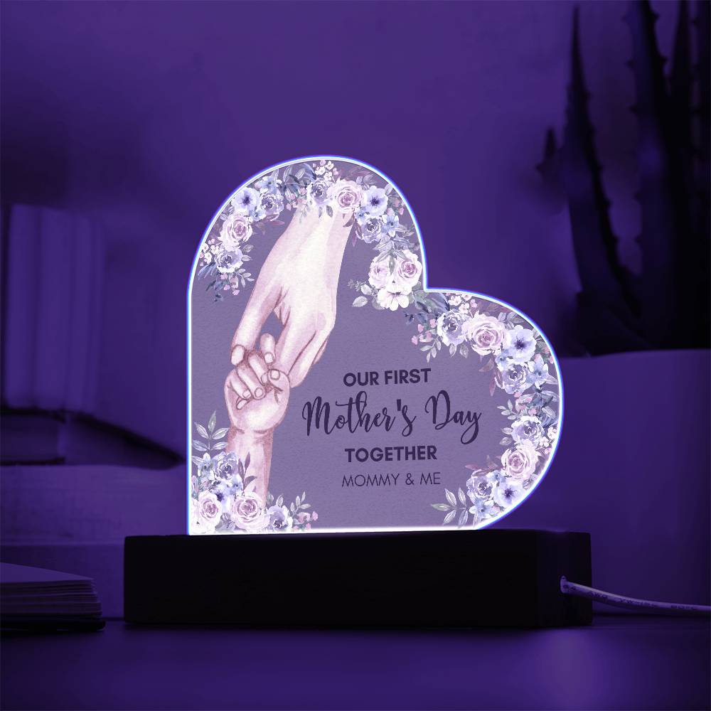 Mother's day gift | Our First Mother'S Day Together Printed Heart Acrylic Plaque, Gift For Mom