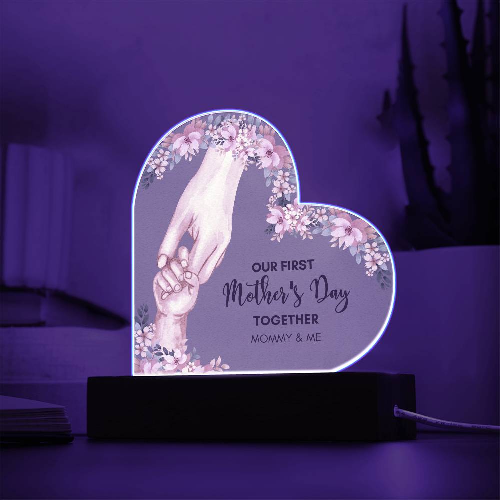 Mother's day gift | Our First Mother'S Day Together Printed Heart Acrylic Plaque | Gifts for Mom | Delicate Mom Birthday Gifts from Daughter Son