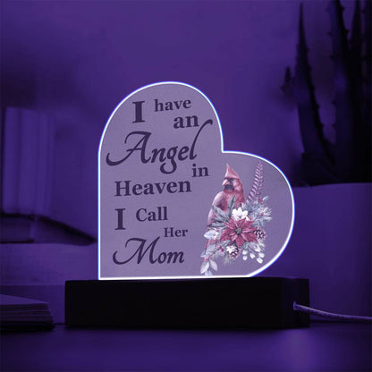 Memorial |  Red Cardinal Memorial Heart Acrylic Plaque – Condolence Tribute for Mom,  Cherished Memories