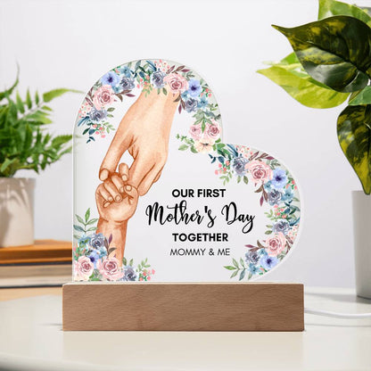 Mother's day gift | Our First Mother'S Day Together Printed Heart Acrylic Plaque, Gift For Mom