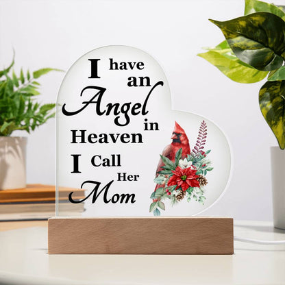 Memorial |  Red Cardinal Memorial Heart Acrylic Plaque – Condolence Tribute for Mom,  Cherished Memories