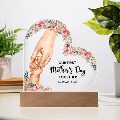 Mother's day gift | Our First Mother'S Day Together Printed Heart Acrylic Plaque | Gifts for Mom | Delicate Mom Birthday Gifts from Daughter Son