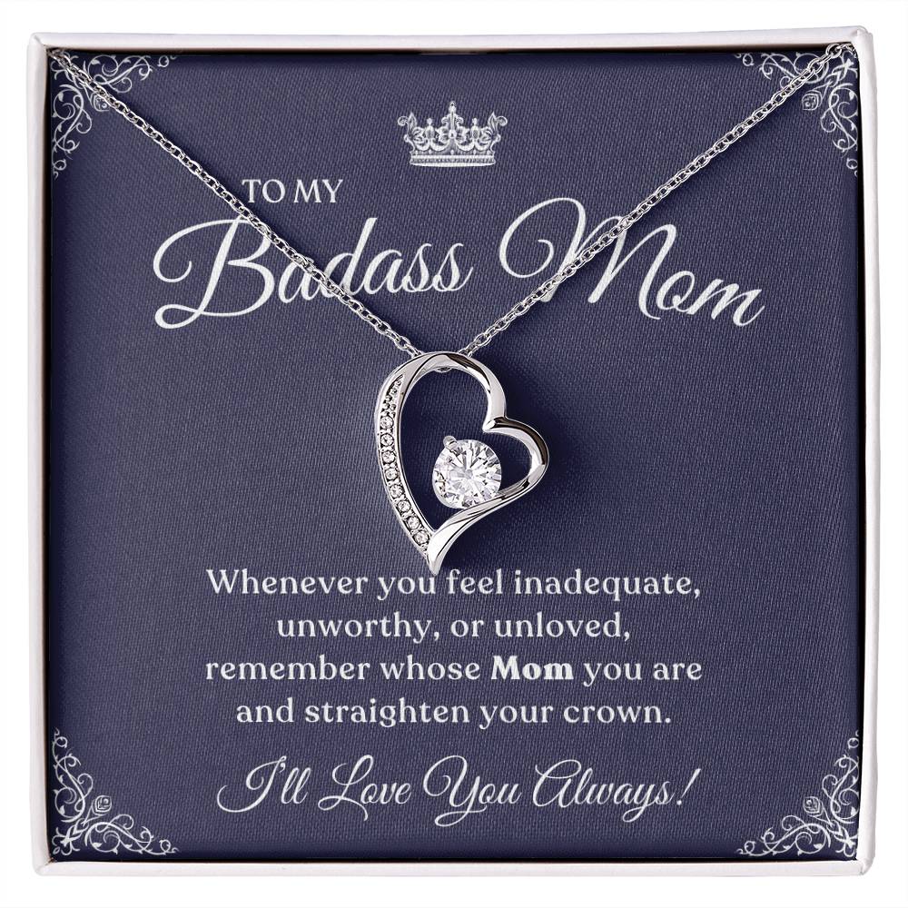 To My Badass Mom | I Love You Always, Forever Love Necklace -Royal Blue