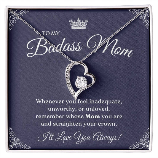 To My Badass Mom | I Love You Always, Forever Love Necklace -Royal Blue