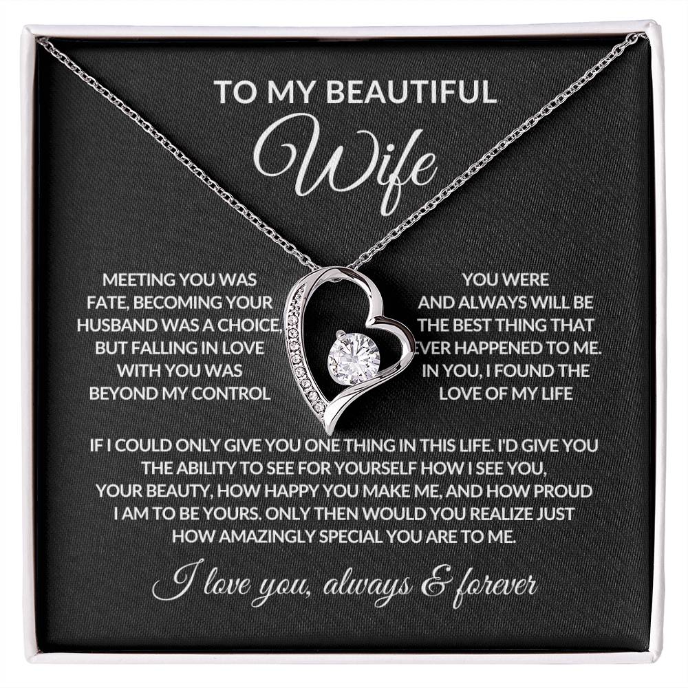 Gifts for Her | Forever Love Necklace | To My Wife, Girlfriend Necklace, Anniversary Gift For Wife - Black card