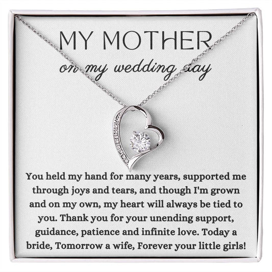 Wedding | Bride Mom Gift, To My Mother on My Wedding Day, for Mother of The Bride, Gift from Bride, Gift form Daughter Forever Love Necklace, Wedding Jewelry