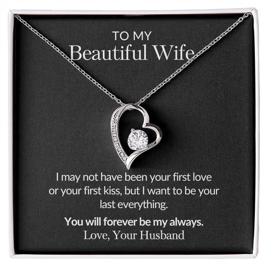 Gifts for Her |  To my Beautiful Wife Forever Love Necklace, Gift for wife from husband, Mother's day gift, Birthday gift for her -Black Card