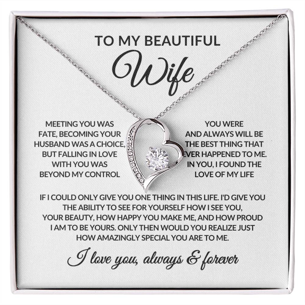 Gifts for Her | Forever Love Necklace | To My Wife, Girlfriend Necklace, Anniversary Gift For Wife - White card