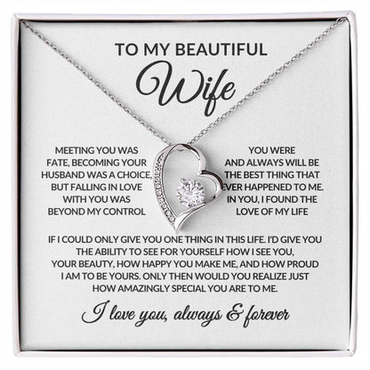 Gifts for Her | Forever Love Necklace | To My Wife, Girlfriend Necklace, Anniversary Gift For Wife - White card