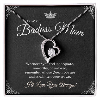 To My Badass Mom | I Love You Always Forever Love Necklace - Black Card