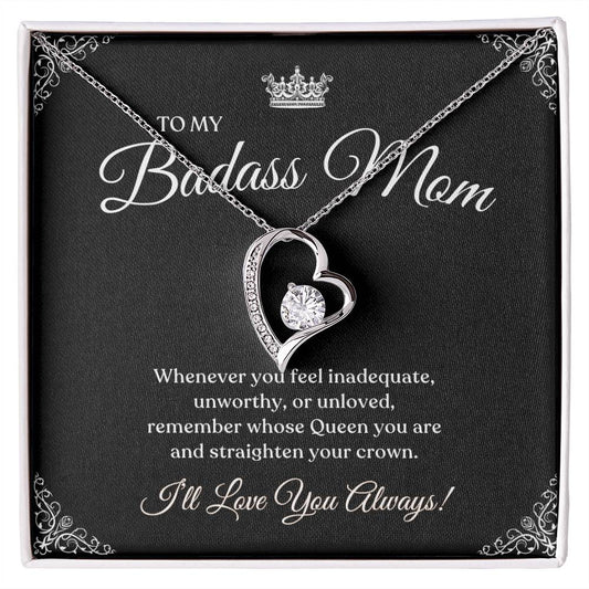 To My Badass Mom | I Love You Always Forever Love Necklace - Black Card