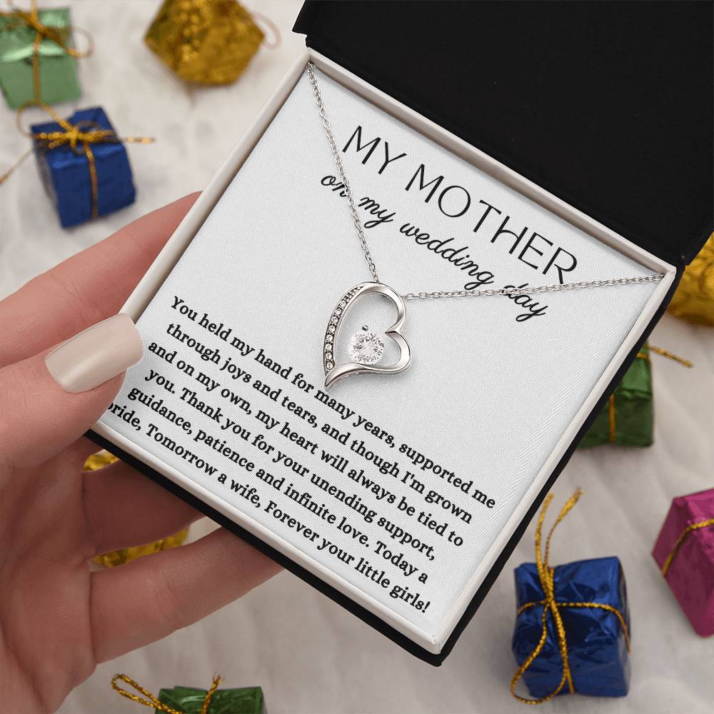 Wedding | Bride Mom Gift, To My Mother on My Wedding Day, for Mother of The Bride, Gift from Bride, Gift form Daughter Forever Love Necklace, Wedding Jewelry