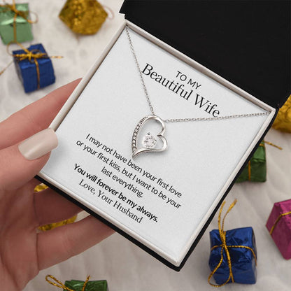 Gifts for Her |  To my Beautiful Wife Forever Love Necklace, Gift for wife from husband, Mother's day gift, Birthday gift for her - White Card