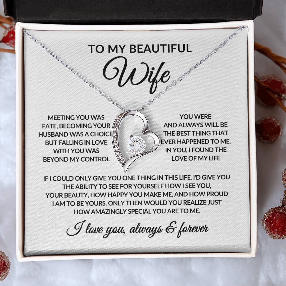 Gifts for Her | Forever Love Necklace | To My Wife, Girlfriend Necklace, Anniversary Gift For Wife - White card