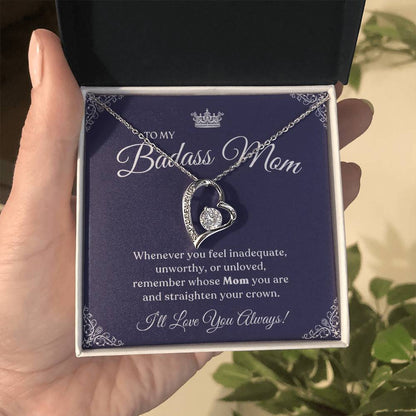 To My Badass Mom | I Love You Always, Forever Love Necklace -Royal Blue