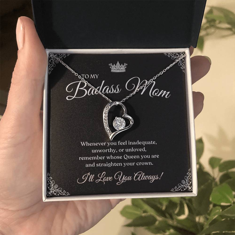 To My Badass Mom | I Love You Always Forever Love Necklace - Black Card