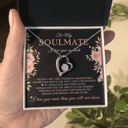 Gifts for Her | Floral Message Card, To My Soulmate Forever Love Necklace, Special Gift for Her, Mother's Day Gift, Birthday Gift for her - Black Card