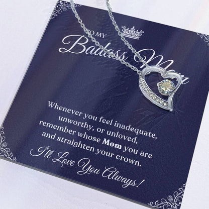 To My Badass Mom | I Love You Always, Forever Love Necklace -Royal Blue