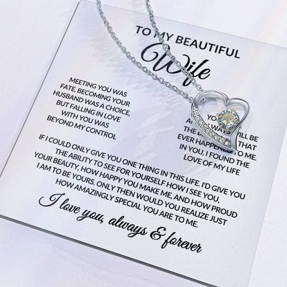 Gifts for Her | Forever Love Necklace | To My Wife, Girlfriend Necklace, Anniversary Gift For Wife - White card