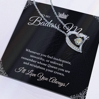 To My Badass Mom | I Love You Always Forever Love Necklace - Black Card