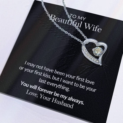 Gifts for Her |  To my Beautiful Wife Forever Love Necklace, Gift for wife from husband, Mother's day gift, Birthday gift for her -Black Card