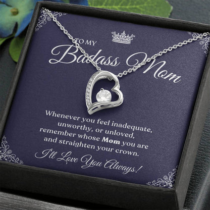 To My Badass Mom | I Love You Always, Forever Love Necklace -Royal Blue