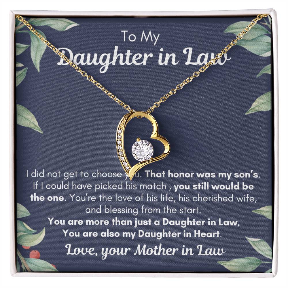 To My Daughter In Law| Also my Daughter in Heart| Forever Love Necklace