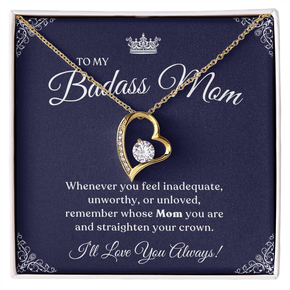 To My Badass Mom | I Love You Always, Forever Love Necklace -Royal Blue