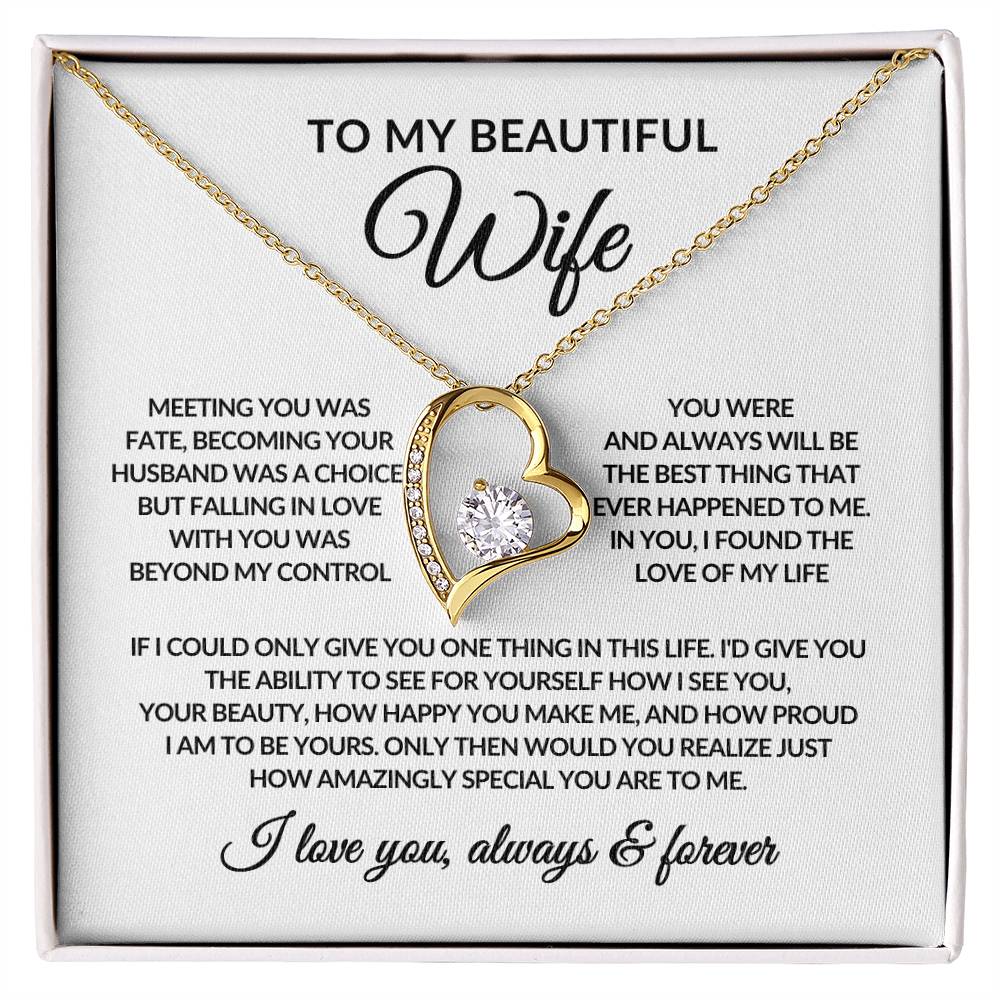 Gifts for Her | Forever Love Necklace | To My Wife, Girlfriend Necklace, Anniversary Gift For Wife - White card