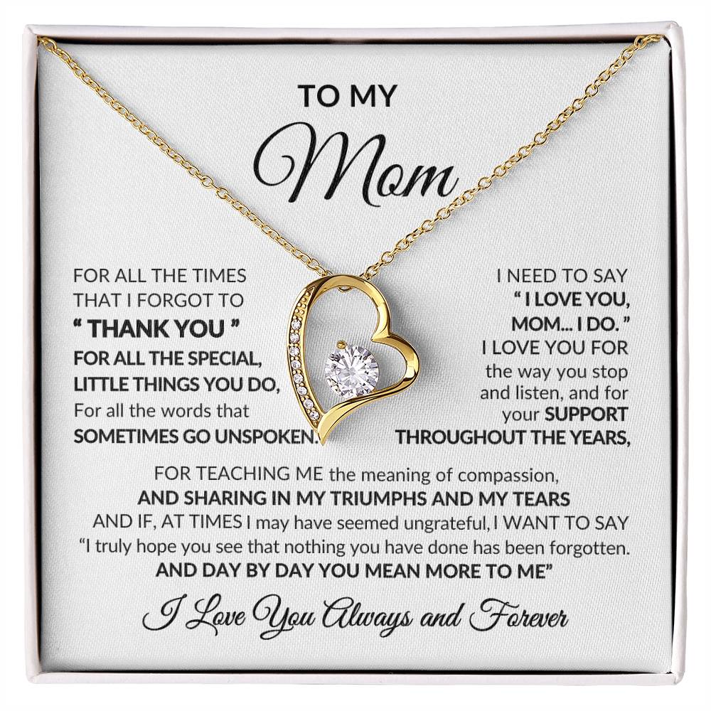 Thank You Mom for All the Special Things You Do - White Card