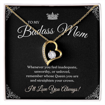 To My Badass Mom | I Love You Always Forever Love Necklace - Black Card