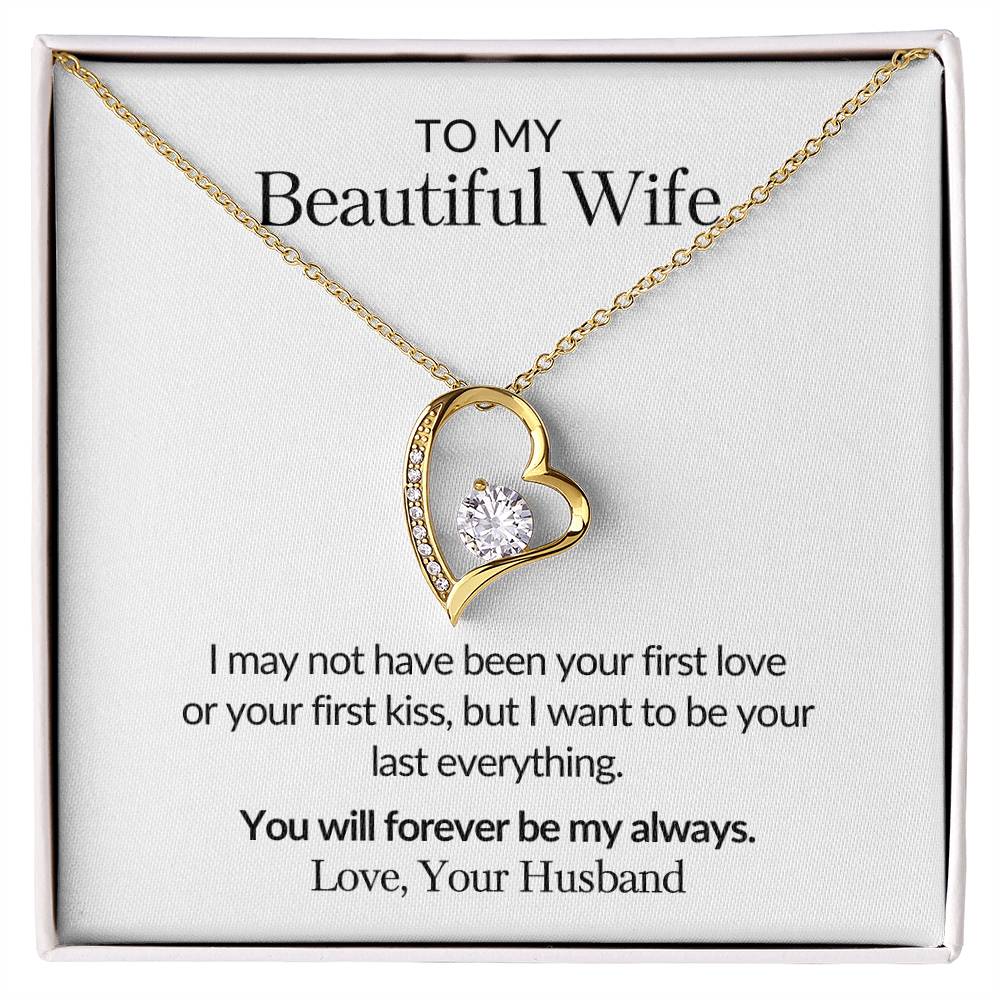 Gifts for Her |  To my Beautiful Wife Forever Love Necklace, Gift for wife from husband, Mother's day gift, Birthday gift for her - White Card