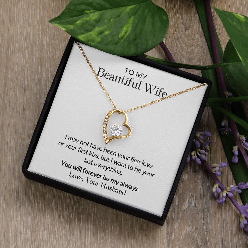 Gifts for Her |  To my Beautiful Wife Forever Love Necklace, Gift for wife from husband, Mother's day gift, Birthday gift for her - White Card