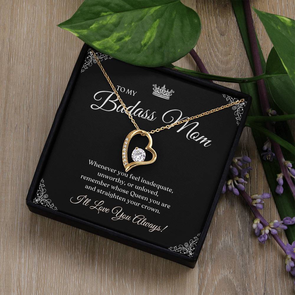 To My Badass Mom | I Love You Always Forever Love Necklace - Black Card