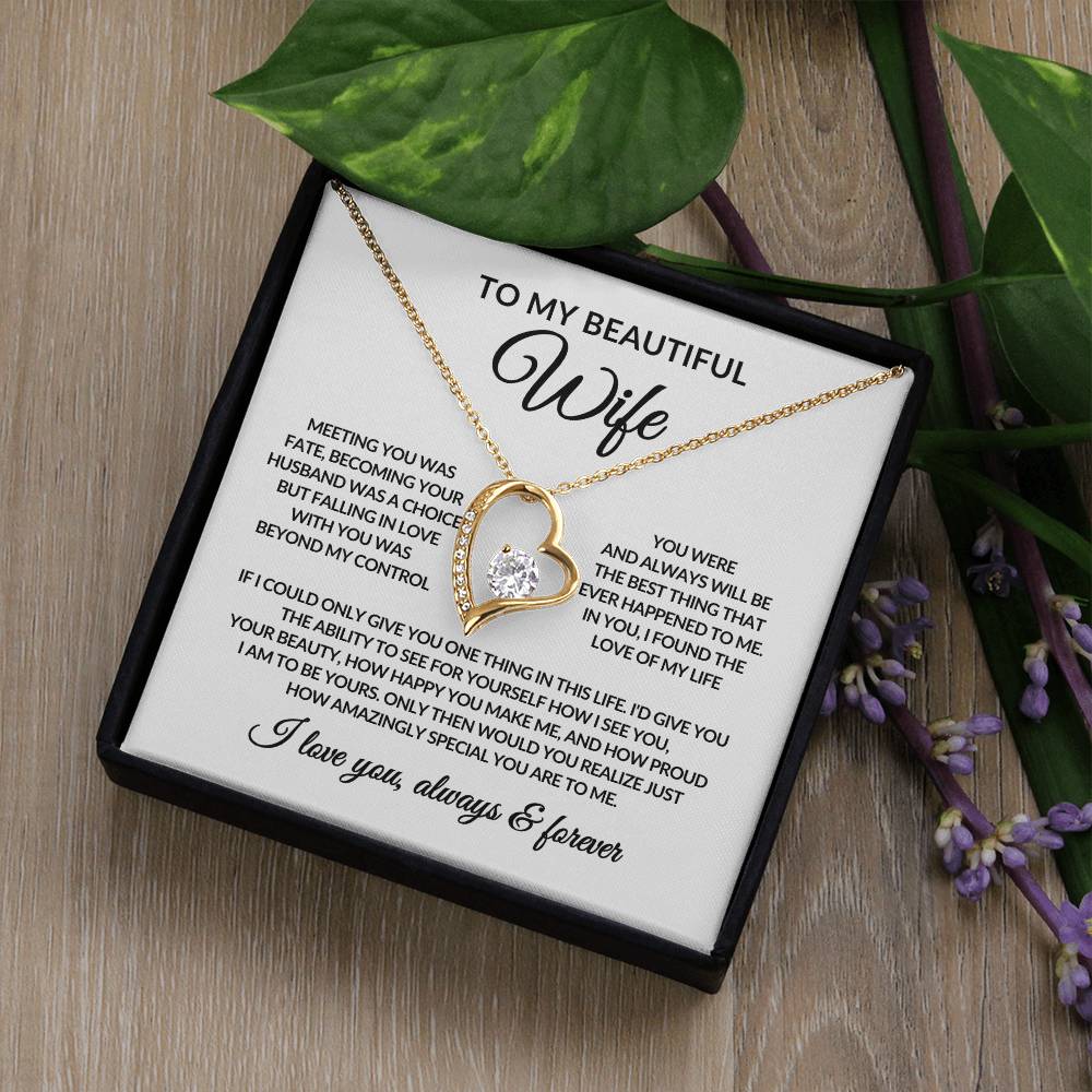 Gifts for Her | Forever Love Necklace | To My Wife, Girlfriend Necklace, Anniversary Gift For Wife - White card