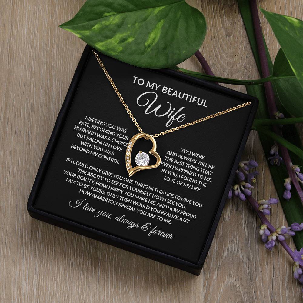 Gifts for Her | Forever Love Necklace | To My Wife, Girlfriend Necklace, Anniversary Gift For Wife - Black card