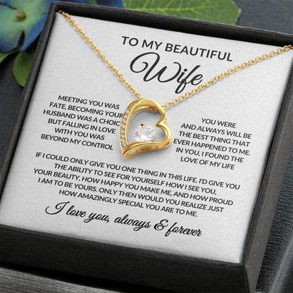 Gifts for Her | Forever Love Necklace | To My Wife, Girlfriend Necklace, Anniversary Gift For Wife - White card