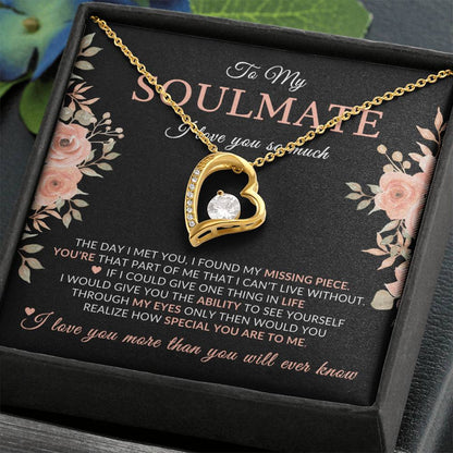 Gifts for Her | Floral Message Card, To My Soulmate Forever Love Necklace, Special Gift for Her, Mother's Day Gift, Birthday Gift for her - Black Card