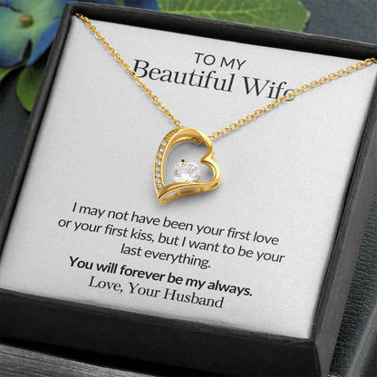 Gifts for Her |  To my Beautiful Wife Forever Love Necklace, Gift for wife from husband, Mother's day gift, Birthday gift for her - White Card